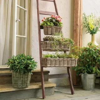 Rattan Pflanzkasten Koboo Grey groß – Balkonkasten - Grau