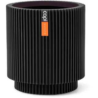 Capi Europe - Gefäß Zylinder Groove Black & Gold - 11x12 - Schwarz - Blumentopf für drinnen - CAPI Indoor - BGVBL312