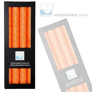 Kerzenfarm Hahn Stearin Stabkerze Set 4 Stück orange