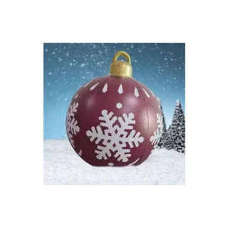 Weihnachtsdekorationen Riesiger Aufblasbarer Weihnachtsball Aus Pvc Für Draußen, 23,6 Zoll, Aufblasbare Weihnachtskugel, Dekoration, Weihnachtsbälle Für Draußen, Rote Schneeflocke