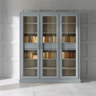 JVmoebel Bücherregal Bücherschrank aus Holz in Grau mit Glastüren für modernes Wohnen, 1-tlg., Made in Europa grau