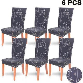 wyleber Stuhlhussen für Esszimmerstühle 6er-Set,Dehnbare Esszimmerstühle Bezug,Abnehmbare waschbare Stuhlhussen für Restaurants Küchen und Hotels(White)