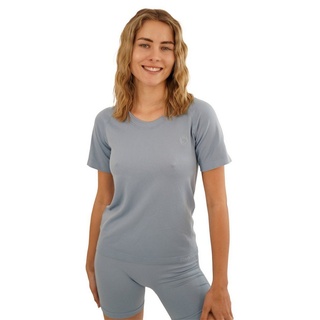 Stark Soul® T-Shirt Damen Sportshirt Kurzarm RACER Sport Shirts Seamless. mit Rundhalsausschnitt silberfarben