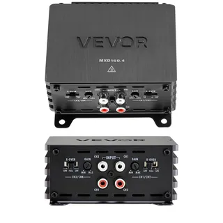 Vevor Autoverstärker 4-Kanal, Endstufe Klasse D Überbrückbar, Max. 4 x 110 W an 4 Ohm / 4 x 160 W an 2 Ohm, Hochleistungsverstärker für SUVs Pickups Geländewagen Mehrkanal-Audioverstärker