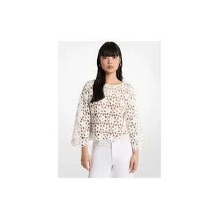 MK Häkeltop mit Blumenmuster und Spiegeldetails - Weiss - Michael Kors - M
