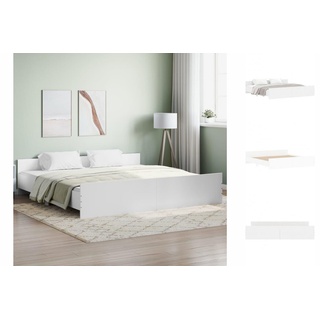 vidaXL Bettgestell Bettrahmen mit Kopf- und Fußteil Weiß 180x200 cm Bett Bettgestell weiß