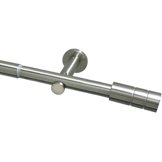 Gardinia Gardinenstange Zylinder Edelstahl-Optik 190 cm - 360 cm