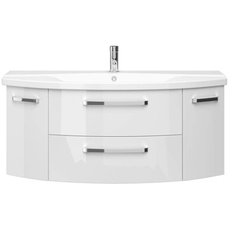 Pelipal FOKUS 4010 Bad Möbel Set (2 teilig) / Weiß Hochglanz, Keramikwaschtisch, Unterschrank