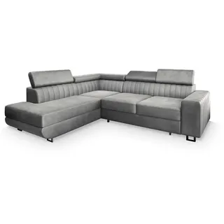 masseno Ecksofa NOLA Polyester 3-Sitzer Hellgrau