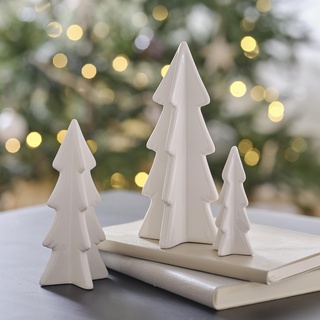 Ginger Ray White Ceramic Christmas Tree Tisch-Kamindekorationen, 3 Stück