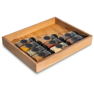 Creative Deco Holzbox Aufbewahrungsbox | 36 x 28 x 5 cm | Holzkiste Klein Ordnungsbox Holz Organizer Box | Buchenholz | Tablett für Kleinigkeiten, Wertsachen, als Gewürz Organizer, Sortierbox