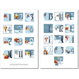 Adventskalender Sticker Set | Journal Sticker | Planersticker, Aufkleber Weihnachten, Feiertage, Winter, Geschenke, DIY, Zahlen, Kalender