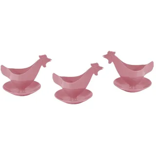 Sonja PLASTIC Eierbecher Huhn in Hellen Farben 3er Set rosa, Hühnereierbecher
