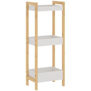 [en.casa] Badregal Anun mit 3 Ebenen 75x28x20 cm Bambus Natur/Weiß