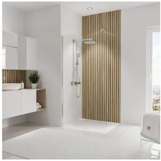 Schulte Badrückwand DecoDesign Dekor, (1-tlg), 100x255 cm, Lärche Japandi, Wandverkleidung, Duschrückwand beige 100 cm x 255 cm
