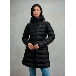 BLAUER für Damen. 25WBLDK03102 Agnes langer Mantel schwarz (M), Lässig, Polyamid