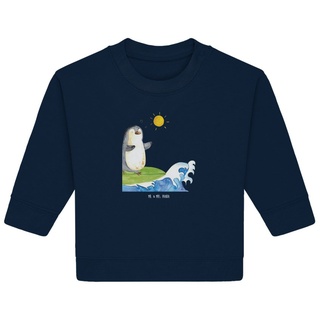 Mr. & Mrs. Panda Longpullover 24. - 36. Monat Pinguin Surfer - French Navy - Geschenk, ringgesponne (1-tlg) blau 24. - 36. Monat