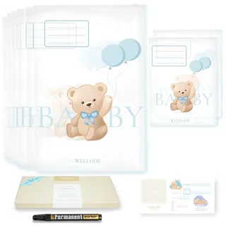 Wellode 8 Beutel für Neugeborene, Krankenhaus, Teddybär, 6 große und 2 kleine – wiederverwendbare Wickeltaschen für Neugeborene für Kindergarten und Reisen – Geschenkidee zur Geburt, Babyparty und