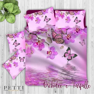 PETTI Artigiani Italiani Bettbezüge, Orchideen und Schmetterlinge, 155x200