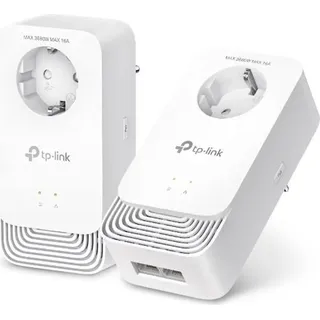 TP-Link G.hn2400 Passthrough Powerline Kit, 1428 Mbit/s, Type E/F, Gigabit Ethernet, 10,100,1000 Mbit/s, G.hn, 300 m - Schwarz