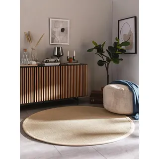 benuta Sisalteppich Sana, rund, Höhe: 5 mm, 100% Sisal Naturfaser, Teppich Wohnzimmer, Esszimmer, Schlafzimmer weiß rund | Ø 250 cm x 5 mm