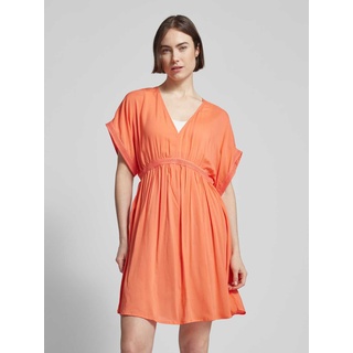 Knielanges Kleid mit V-Ausschnitt Modell 'ALMOSHI', Orange, M