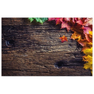 Teppich Herbstblätter auf altem Holz, Wallario, rechteckig, rutschfest braun 90 cm x 140 cm