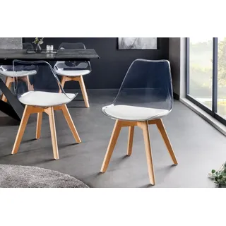 riess-ambiente Esszimmerstuhl SCANDINAVIA MEISTERSTÜCK transparent / weiß / natur (Einzelartikel, 1 St), Kunststoff · Kunstleder · Massivholz · Design weiß