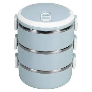 Omgoods Thermos-Lunchbox – Edelstahl – Lebensmittelbehälter – Isoliert – Sicherheitsverschlüsse – Wärmehaltung bis zu 1 Stunde - Blau