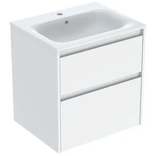Geberit Waschtisch-Unterschrank 2 Schubladen 60 x 62,1 x 48 cm Weiß lackiert seidenglanz