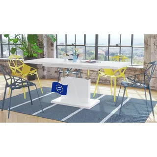 Mazzoni Grand Noir Couchtisch ausziehbar höhenverstellbar 120/180cm in Weiß matt modern vielseitig Wohnzimmertisch Esstisch Beistelltisch Sofatisch platzsparend hochwertig Wohnzimmer