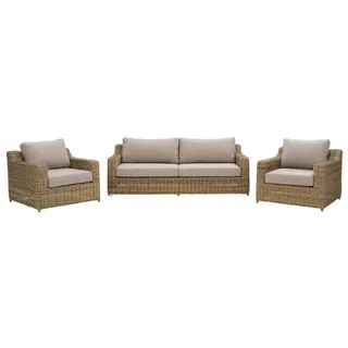 Brafab Gartensofa, Wasserabweisende Materialien, Rattan-Optik, gepolsterte Kissen beige