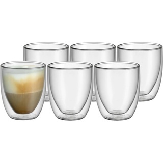 WMF doppelwandige Cappuccino Gläser Set 6tlg Thermogläser 250ml Kult Schwebeeffekt, Trinkgläser, Transparent