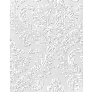 K&L Wall Art Anaglypta Vintage Tapeten mit 3D Struktur | florale Strukturtapete mit Tiefeneffekt | überstreichbare Vliestapete mit Prägung | Damask Barocktapete (High Trad, weiß)