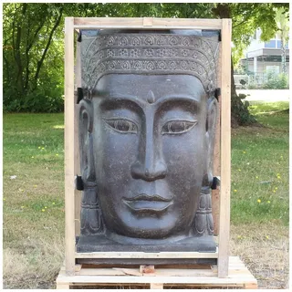 Oriental Galerie Dekofigur Buddha Brunnen Relief Garten Wasserwand 150 cm (1 St) grau