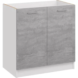 Roe Furniture | Küchenunterschrank 80 cm - Grau - Graubeton - Spülenunterschrank - Ohne Arbeitsplatte - Unterschränke Küche - DZ8 - Grau