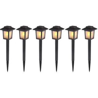 Gartendeko Lampen Solarlampen für Außen Garten LED Terrassen Dekoration Solar, Erdspitz schwarz, 10x LED, LxBxH 8x8x37, 6er Set
