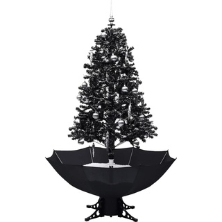 vidaXL Schneiender Weihnachtsbaum mit Schirmfuß Schneefall Künstlich Tannenbaum Christbaum Kunstbaum Dekobaum Weihnachten Dekoration Schwarz 170cm PVC