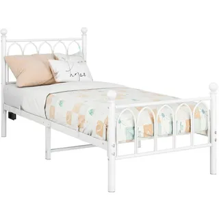 Oxeza Metallbett, Weiß, Metall, Mode, Rechteckig, 90x200 cm, Schlafzimmer, Betten, Metallbetten