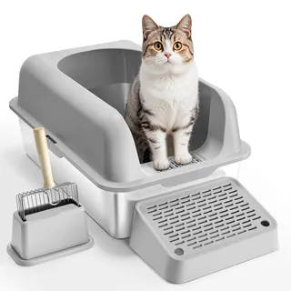 Vevor Katzentoilette XL Silber