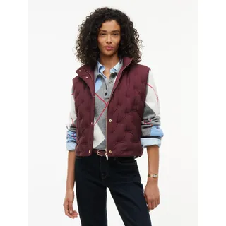 Steppweste TOMMY HILFIGER "LW DOWN FLAG QUILT VEST", Damen, Gr. L (42/44), bunt (deep burgundy), Steppware, Obermaterial: 100% Polyester. Futter: 100% Polyester. Füllung: 90% Daunen, 10% Federn, unifarben, normal, Westen Steppweste, Kunstfaser