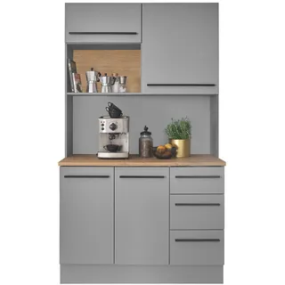 P & B Buffet, Grau, Eiche, Kunststoff, 2 Fächer, 3 Schublade(n) Schubladen, 120x211x60 cm, Beimöbel erhältlich, Küchen, Küchenmöbel, Buffetschränke