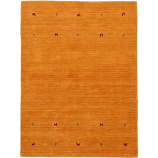 carpetfine Wollteppich Gabbeh Uni Gelb 160x230 cm | Moderner Teppich für Wohn- und Schlafzimmer