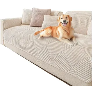 Minicloss Sofabezug 1 2 3 4 Sitzer Sofabezüge Couch Überzug L Form Ecksofa Sofa Couch, Überwurfdecke, Sofahusse Sofaüberwürfe rutschfest Sofa Abdeckung beige 110 cm x 160 cm