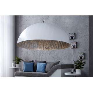 Casa Padrino Designer Pendelleuchte aus Edelstahl, Weiß / Silber, Durchmesser 70 cm - Leuchte Lampe