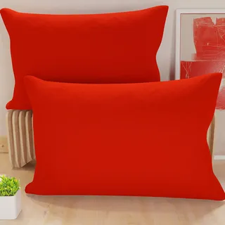 PETTI Artigiani Italiani - 2er-Set Kissenbezüge 70x40 cm aus Mikrofaser, Dekokissen-Bezüge für Schlafzimmer und Sofa, Set mit 2 Kissenhüllen, Einfarbiger Kissenbezug Rot, 100% Made in Italy