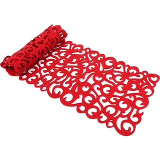 Anawakia Filz-Tischläufer Rechteck Hohl Filz Tischläufer Die Blume Hohl Tischband Tischdecke Eingelegtem Tischdecke 102 cm (Rot)