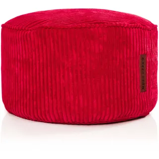 Green Bean® Indoor Sitzhocker Pouf 45x25cm EPS-Perlen Füllung & Cordstoff Kuschelig Weich Waschbar - Drinnen Bodenkissen Liegekissen Sitzkissen Sitzhocker Relax-Sessel Kinder Erwachsene Stoff Rot