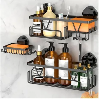 LuxusKollektion Duschablage Duschablage Saugnapf Ohne Bohren 3 Stück Duschablage Saugnapf Schwarz schwarz