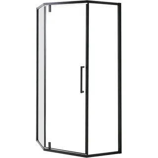 Beliani Tocantins Duschkabine mit Pendeltür 90 x 190 cm Schwarz/Klarglas Fünfeck